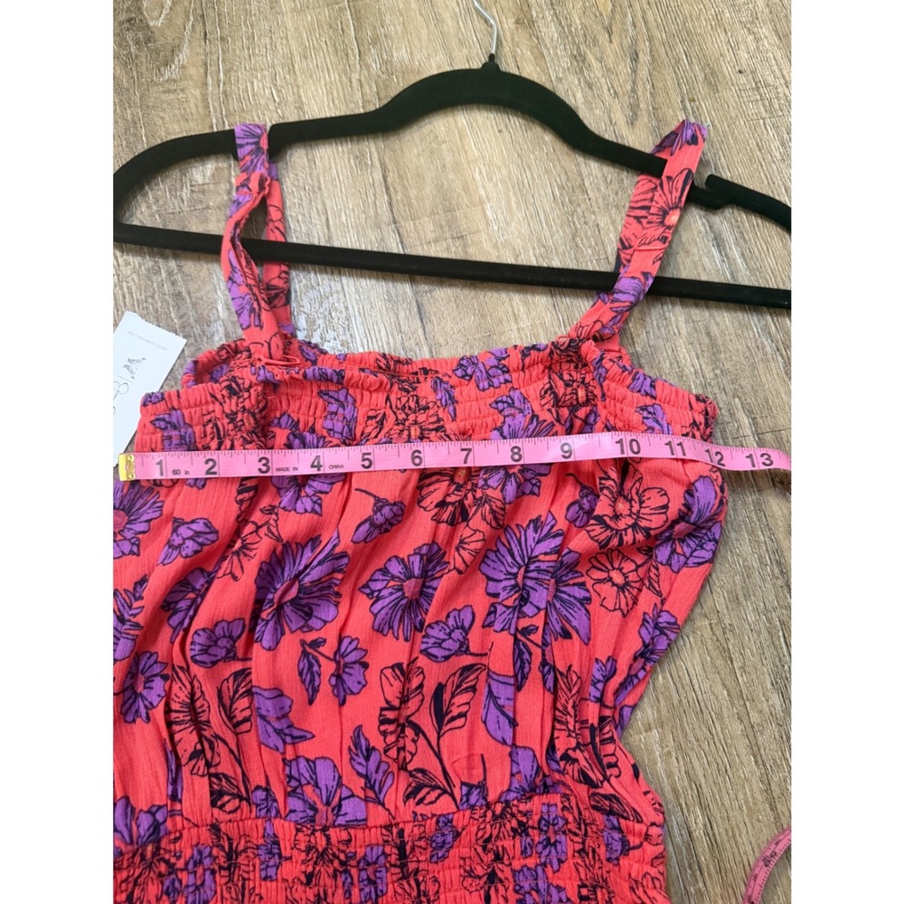 Jessica Simpson Floral Wide Leg Romper Pink Purple Smocked Waist Size M nwt - Picture 10 of 11